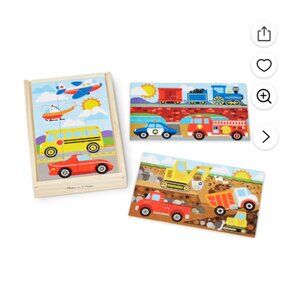 Melissa & Doug Classic Vehicles Wooden Jigsaw Puzzles in a Box - 3 puzzles, 12 p